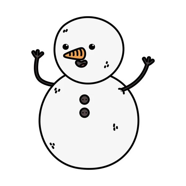Snowman hands up decoration merry christmas — Stock vektor