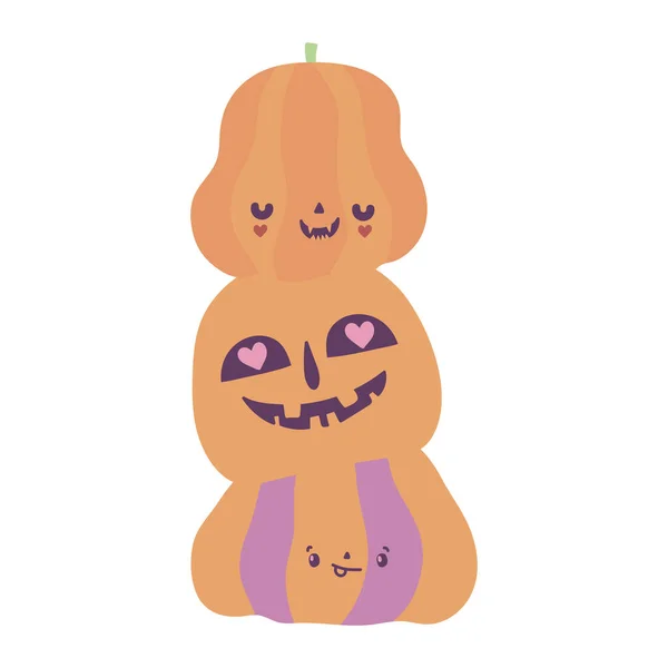 Happy halloween celebration pile scary pumpkins — Stock Vector
