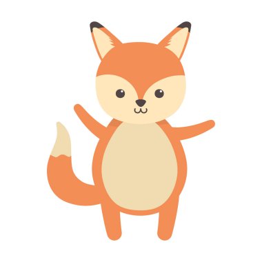 cute fox animal standing on white background