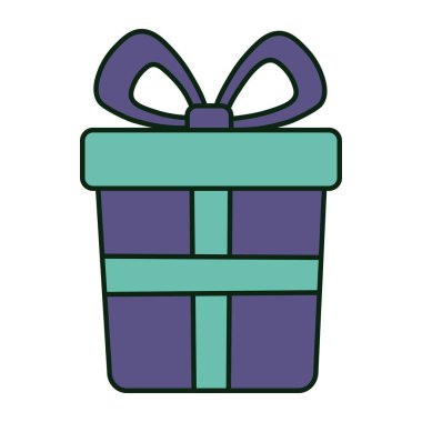 Paketlenmiş hediye kutusu. Yay süslemesi. Mutlu Noeller.