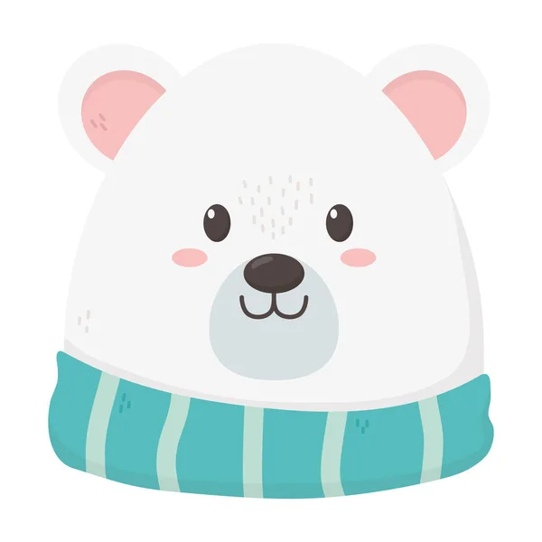 Білий ведмідь з шарфом весела різдвяна листівка — стоковий вектор