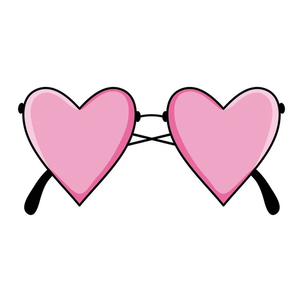 Des lunettes mode avec des coeurs en forme d'amour — Image vectorielle