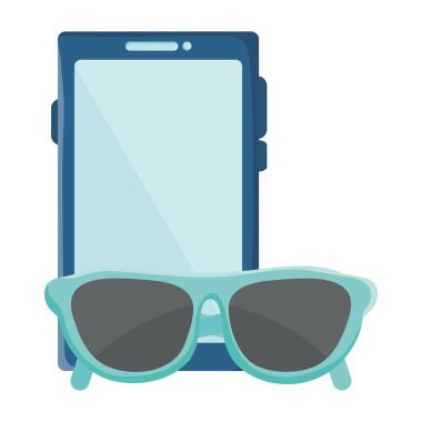 Yaz güneş gözlüğü simgelerine sahip akıllı telefon