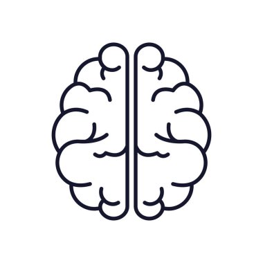 İzole edilmiş beyin ikonu vektör çizgisi tasarımı