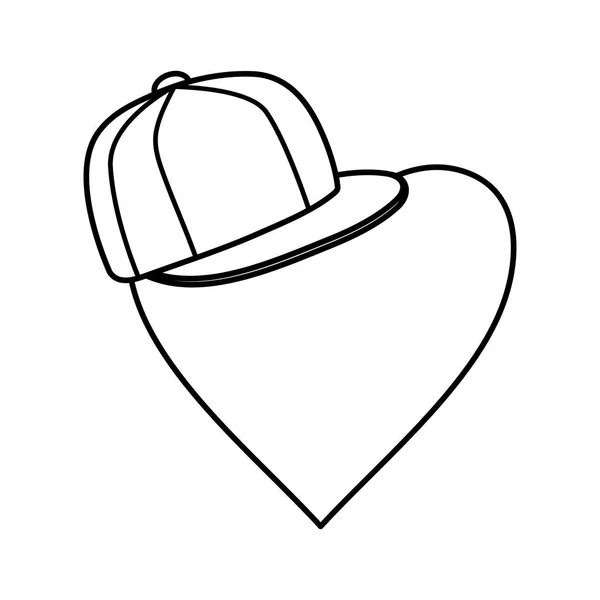 Sport cap youth accessory with heart — Image vectorielle