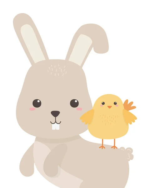 Мультфильм про кролика и курицу — стоковый вектор