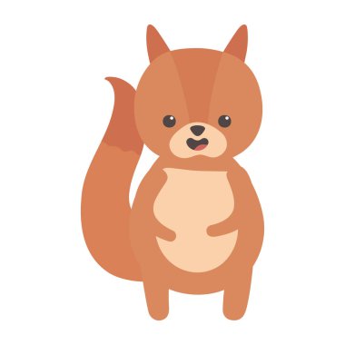 Beyaz arka planda şirin bir sincap.