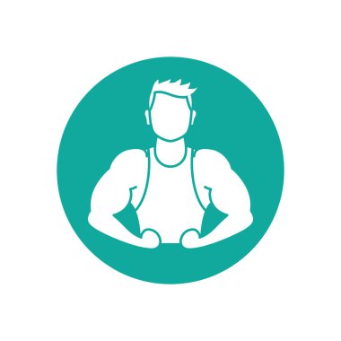 İzole edilmiş spor salonu erkekleri kas ikonu blok hattı tasarımı