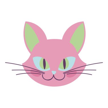 happy halloween celebration cat face pink color cartoon