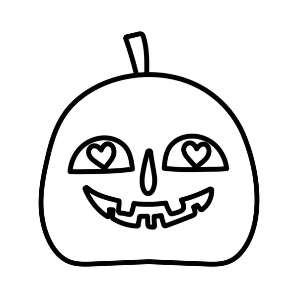 Χαρούμενη Halloween γιορτή ανατριχιαστικό καρδιές κολοκύθας διακόσμηση γραμμή στυλ — Διανυσματικό Αρχείο