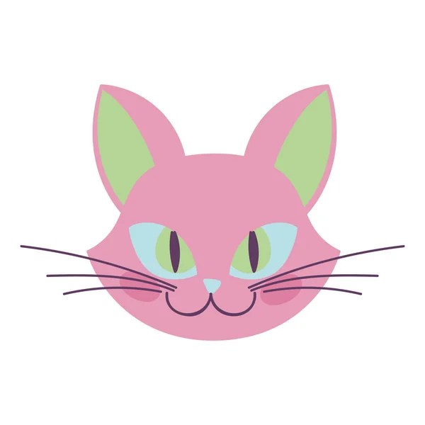 Happy halloween celebration cat face pink color cartoon — Stockový vektor