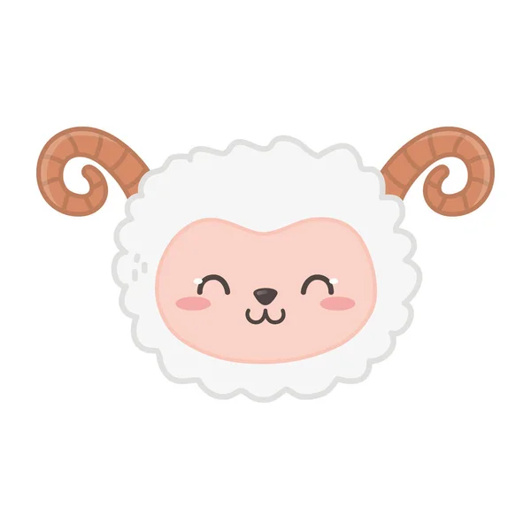 Carino pecore con corna su sfondo bianco — Vettoriale Stock