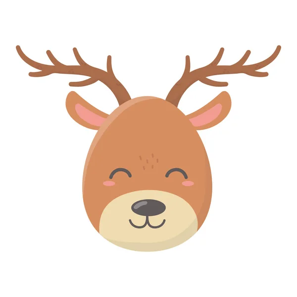 Reindeer face celebration merry christmas — Vetor de Stock
