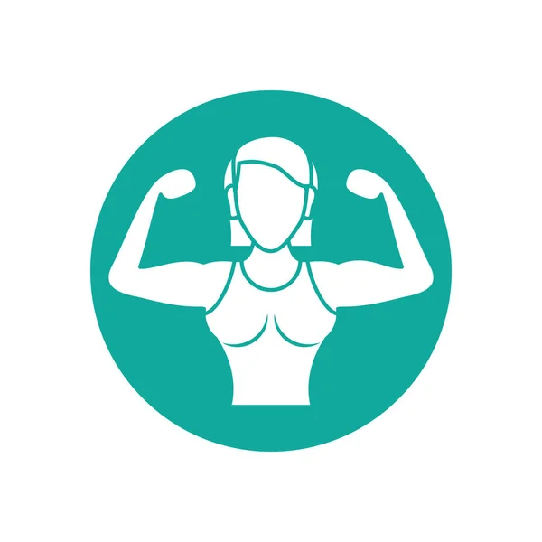 Isolated gym female body icon block line design — Stock Vector