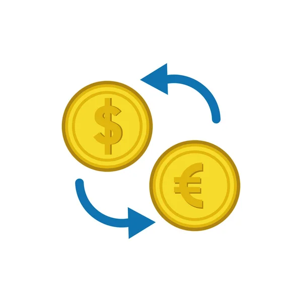 Projeto vetorial plano de ícone de moedas isoladas — Vetor de Stock