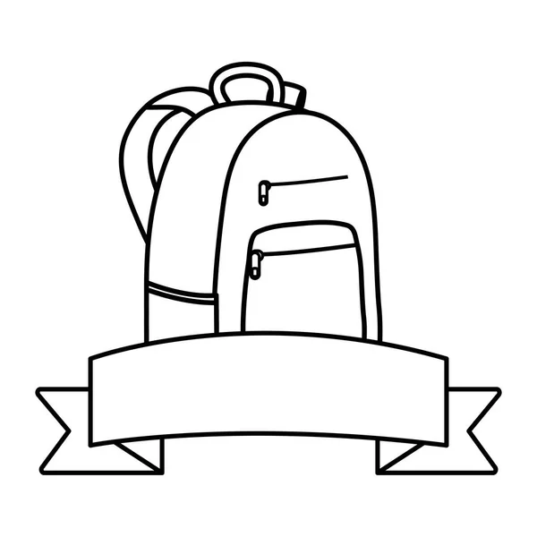 Bolsa de colegio con icono del marco de cinta — Vector de stock