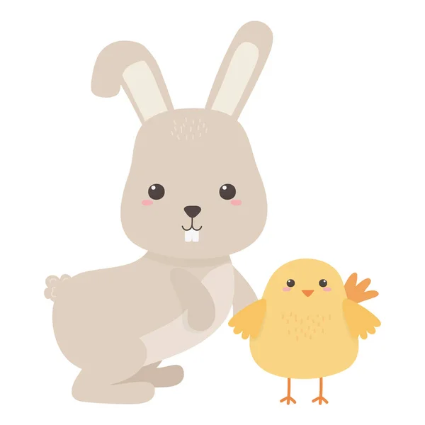 Tavşan ve tavuk çizgi film vektör tasarımı — Stok Vektör