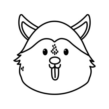 Beyaz arka planda sevimli köpek Sibirya kafası kalın çizgi