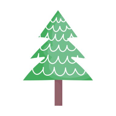 Çam ağacı ve kar süslemesi Mutlu Noel simgesi