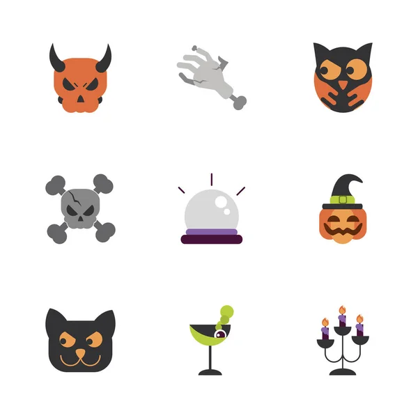 Set of icons trick or treat happy halloween — Stock Vector