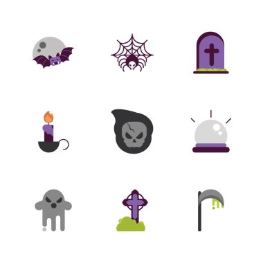 set of icons trick or treat happy halloween