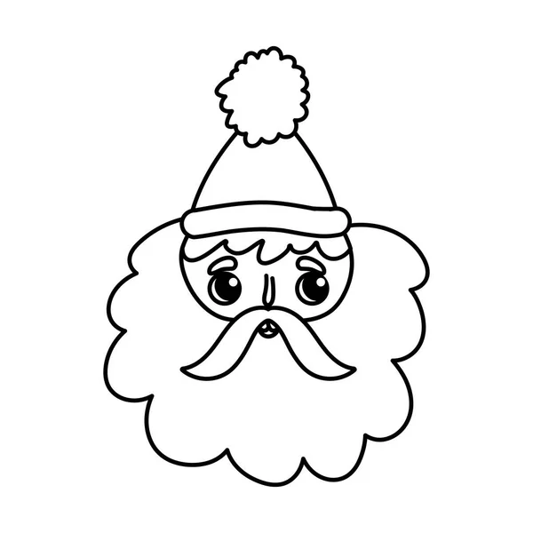 Cute santa claus face character happy christmas thick line — Image vectorielle