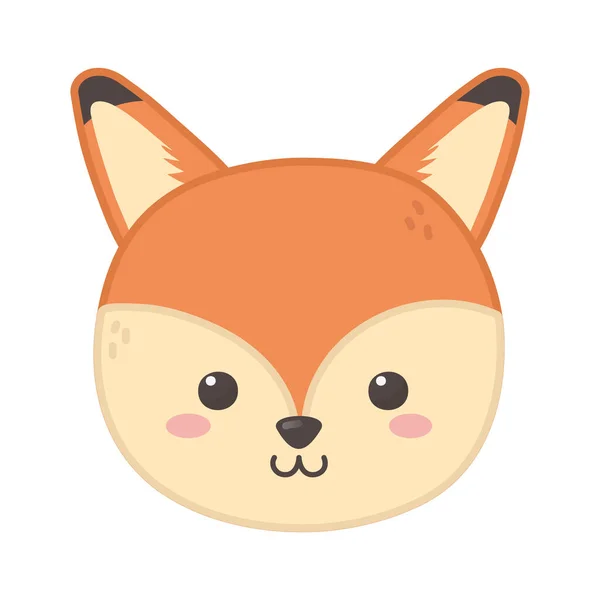 Cute fox animal head on white background — Stock Vector