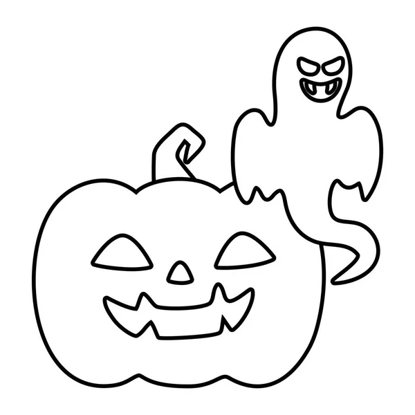 Trick oder Leckerbissen - fröhliches Halloween-Liniendesign — Stockvektor