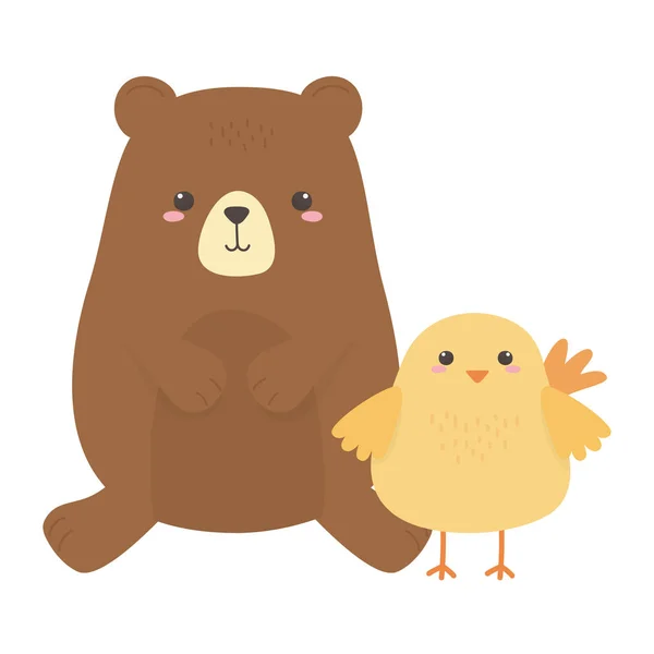 Bear and chicken cartoon vector design — Διανυσματικό Αρχείο