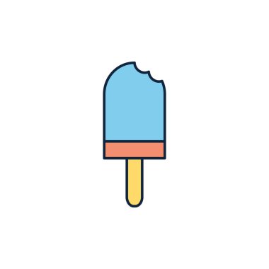 bitten popsicle ice cream summer icon line and fill
