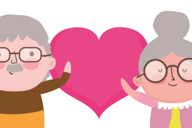 Büyükanne ve büyükbaba karikatür vektör tasarımı