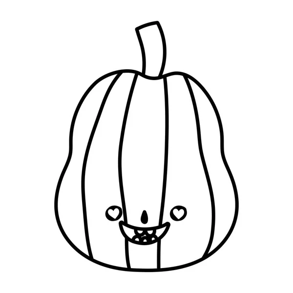 Happy halloween celebration creepy pumpkin decoration line style — Stock Vector