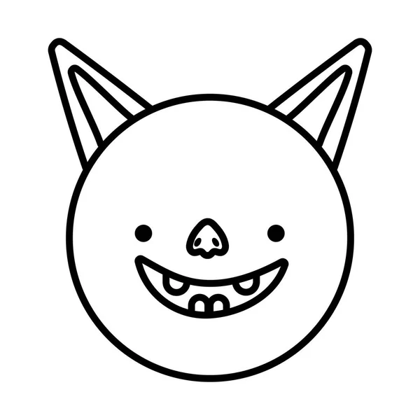 Bat face cartoon icon design line image — Image vectorielle