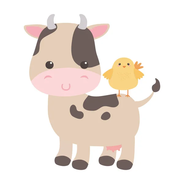 Vektor-Design für Kuh und Huhn — Stockvektor