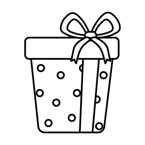 Boîte cadeau enveloppée Décoration de l'arc joyeux Noël épais ligne — Image vectorielle