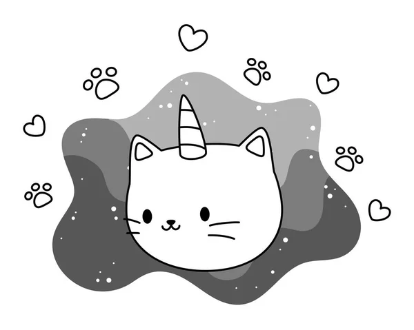 Einhorn Katze Cartoon Vektor-Design — Stockvektor
