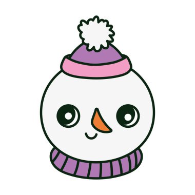 Şapkalı ve eşarplı tatlı kardan adam Mutlu Noeller