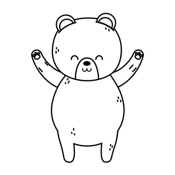 Cute polar bear standing on white background thick line — ストックベクタ