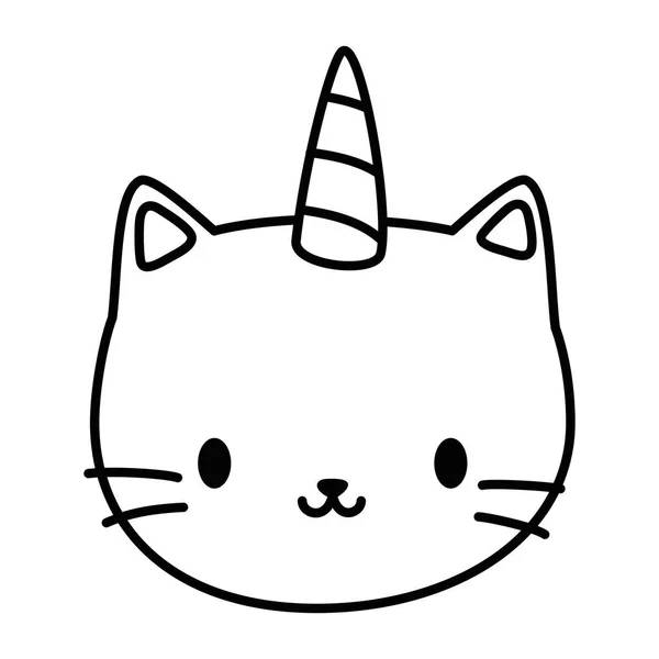 Unicorno gatto cartone animato vettore design — Vettoriale Stock