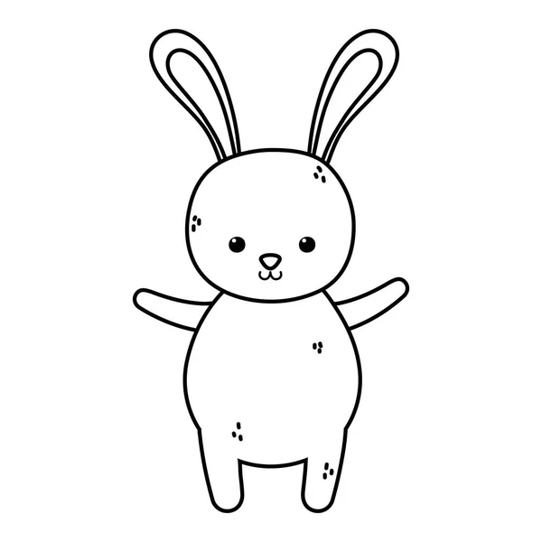 Cute rabbit character merry christmas thick line — Stok Vektör