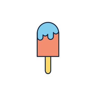 popsicle ice cream summer icon line and fill