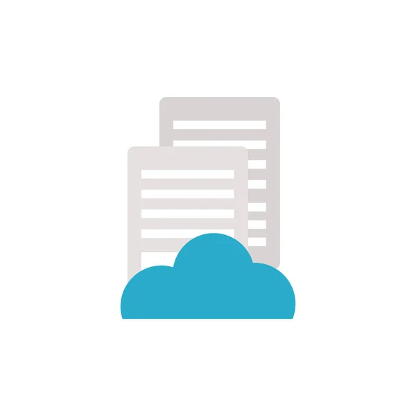 School document with cloud flat style icon — 图库矢量图片