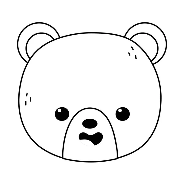 Cute bear head character cartoon thick line — стоковый вектор