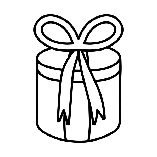 Круглая подарочная коробка украшение лук значок толстой строкой — стоковый вектор
