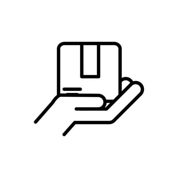 Hand mit Pappschachtel Lieferung Symbol dicke Linie — Stockvektor