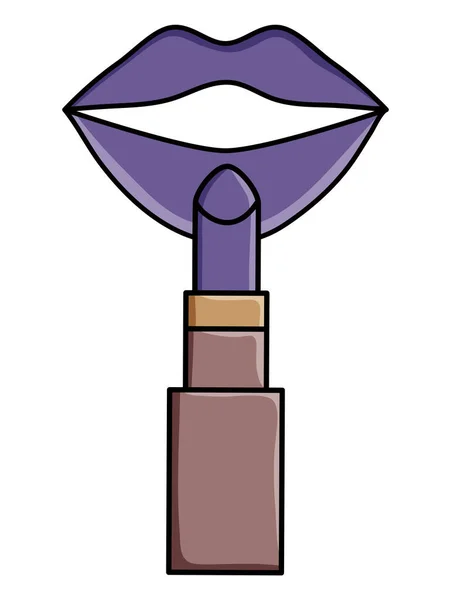 Lábios femininos sexy com estilo de arte pop batom — Vetor de Stock