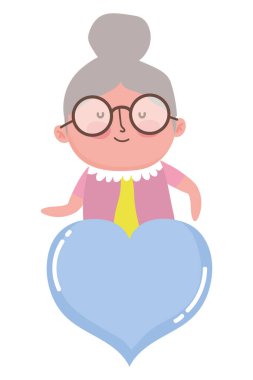 Büyükanne çizgi film vektör tasarımı çizimi