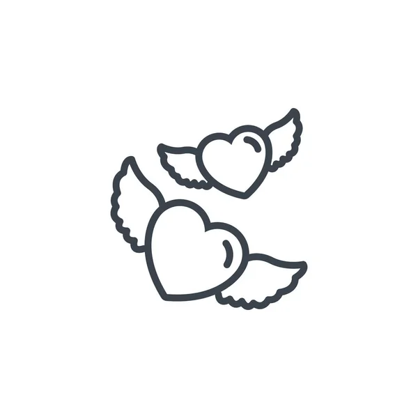 Hearts with wings icon line design — Stock Vector