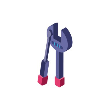 Digital wrench and screwdriver isometric icon vector design