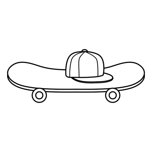 Спортивная кепка молодежный аксессуар со скейтбордом — стоковый вектор